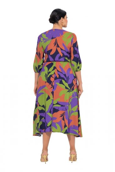 Ulla Popken 841034 Kuviollinen mekko 3/4-hihoilla Tummansininen - Maksimekot - Isojen kokojen maksimekot