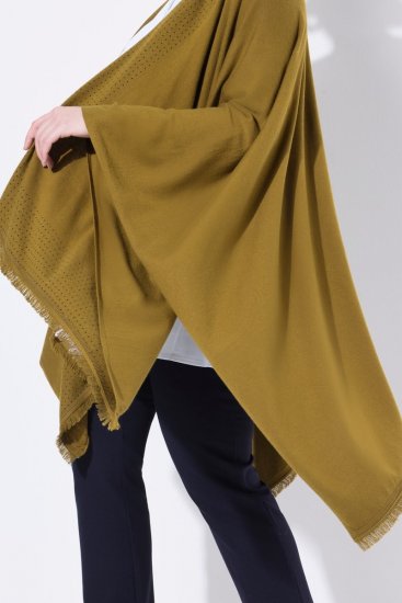 Ulla Popken 841117 Väljä neuleponcho strassikivillä Oliivinvihreä - Ponchot ja viitat - 