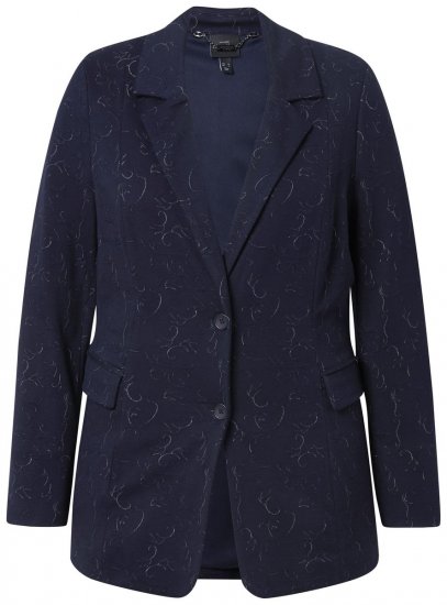 Ulla Popken 841163 Jacquard-jerseybleiseri Tummansininen - Naisten bleiserit isot koot - Bleiserit naisille plus-koossa