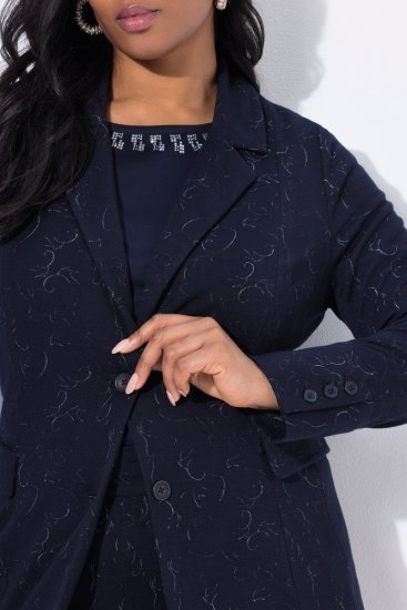 Ulla Popken 841163 Jacquard-jerseybleiseri Tummansininen - Naisten bleiserit isot koot - Bleiserit naisille plus-koossa