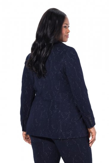 Ulla Popken 841163 Jacquard-jerseybleiseri Tummansininen - Naisten bleiserit isot koot - Bleiserit naisille plus-koossa