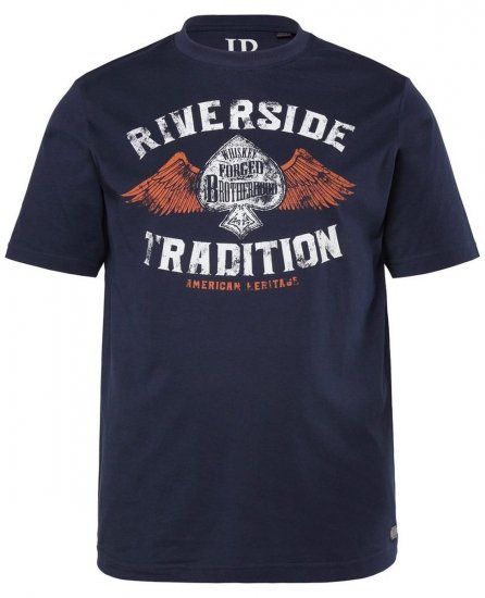 JP1880 T-Shirt Short Sleeve Chest Print Navy - T-paidat - Isot T-paidat 2XL – 14XL