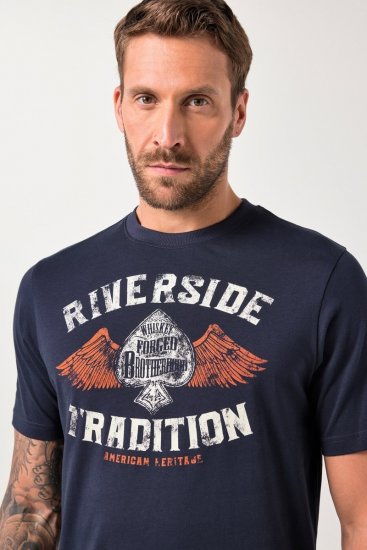 JP1880 T-Shirt Short Sleeve Chest Print Navy - T-paidat - Isot T-paidat 2XL – 14XL