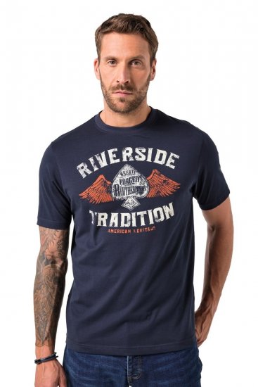 JP1880 T-Shirt Short Sleeve Chest Print Navy - T-paidat - Isot T-paidat 2XL – 14XL