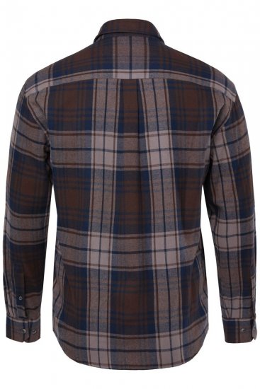 JP1880 Shirt Flannel Long Sleeve Dark Brown - Kauluspaidat - Miesten isot kauluspaidat 2XL – 8XL
