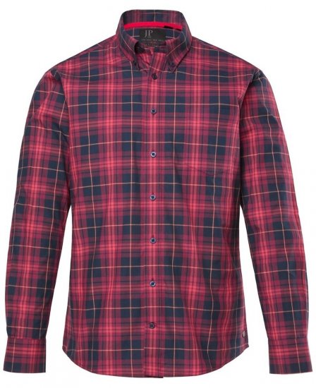 JP1880 Checked Shirt Long Sleeve Red - Kauluspaidat - Miesten isot kauluspaidat 2XL – 8XL