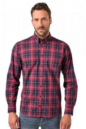 JP1880 Checked Shirt Long Sleeve Red - Kauluspaidat - Miesten isot kauluspaidat 2XL – 8XL