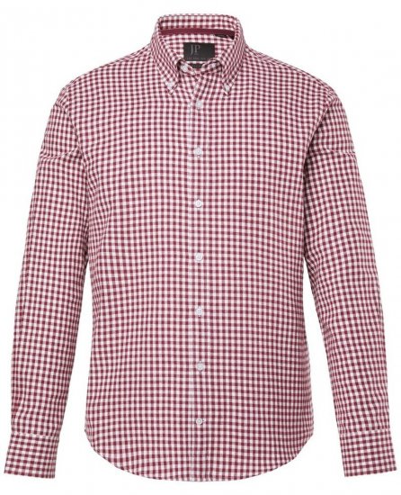 JP1880 Checked Flannel Shirt Long Sleeve Light Red - Kauluspaidat - Miesten isot kauluspaidat 2XL – 8XL