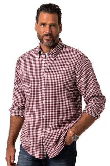 JP1880 Checked Flannel Shirt Long Sleeve Light Red - Kauluspaidat - Miesten isot kauluspaidat 2XL – 8XL