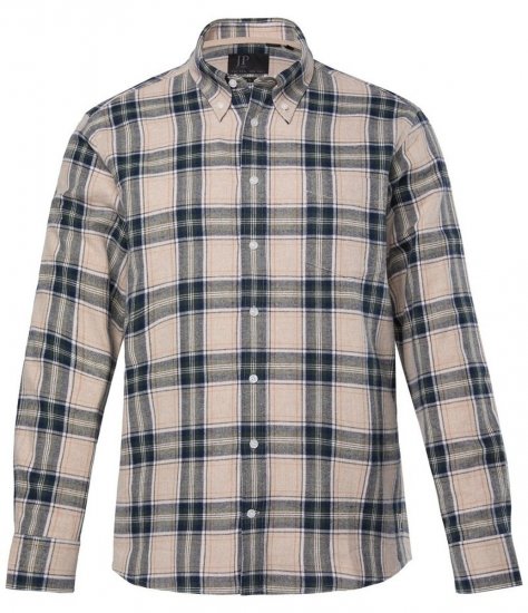 JP1880 Checked Flannel Shirt Long Sleeve Dark Dusty Pink - Kauluspaidat - Miesten isot kauluspaidat 2XL – 8XL
