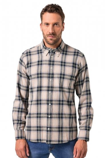 JP1880 Checked Flannel Shirt Long Sleeve Dark Dusty Pink - Kauluspaidat - Miesten isot kauluspaidat 2XL – 8XL