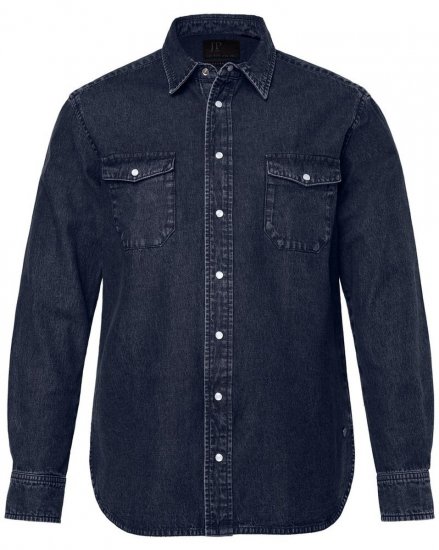JP1880 Denim Shirt Flexnamic Long Sleeve Navy - Kauluspaidat - Miesten isot kauluspaidat 2XL – 8XL