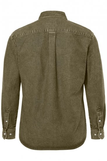 JP1880 Denim Shirt Long Sleeve Olive Green - Kauluspaidat - Miesten isot kauluspaidat 2XL – 8XL