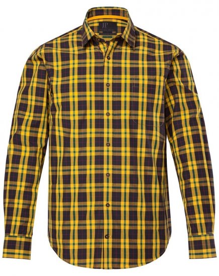 JP1880 Checked Shirt Long Sleeve Kent Collar Curry - Kauluspaidat - Miesten isot kauluspaidat 2XL – 8XL