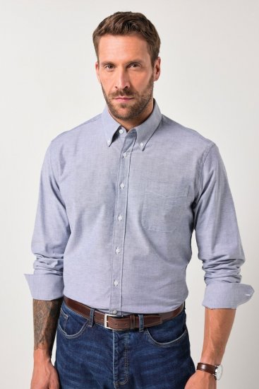JP1880 Oxford Shirt Long Sleeve Denim Blue - Kauluspaidat - Miesten isot kauluspaidat 2XL – 8XL