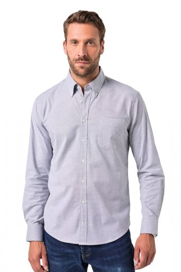 JP1880 Oxford Shirt Flexnamic Long Sleeve Grey - Kauluspaidat - Miesten isot kauluspaidat 2XL – 8XL