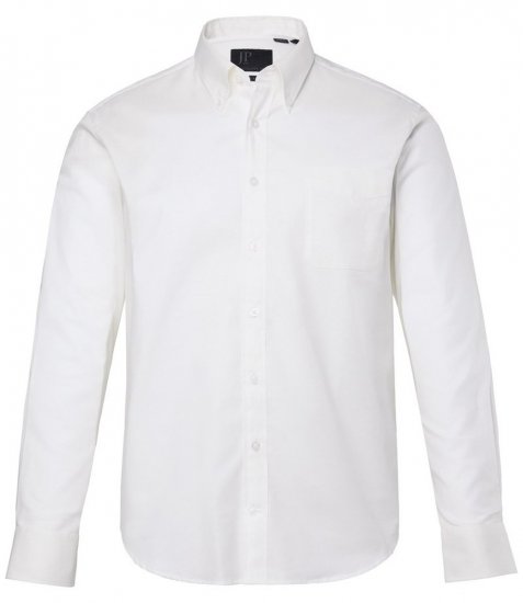 JP1880 Oxford Shirt Flexnamic Long Sleeve Snow White - Kauluspaidat - Miesten isot kauluspaidat 2XL – 8XL
