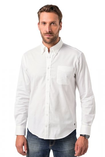 JP1880 Oxford Shirt Flexnamic Long Sleeve Snow White - Kauluspaidat - Miesten isot kauluspaidat 2XL – 8XL