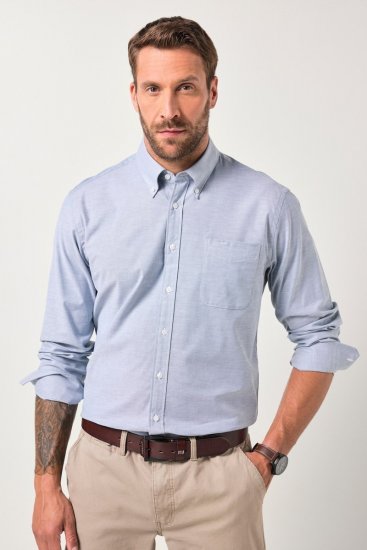 JP1880 Oxford Shirt Flexnamic Long Sleeve Ash Turquoise - Kauluspaidat - Miesten isot kauluspaidat 2XL – 8XL