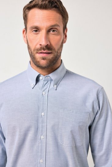 JP1880 Oxford Shirt Flexnamic Long Sleeve Ash Turquoise - Kauluspaidat - Miesten isot kauluspaidat 2XL – 8XL
