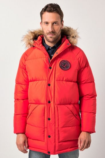 JP1880 Parka Quilted Faux Fur Hood Red - Takit - Miesten Takit, isot koot – 2XL – 12XL