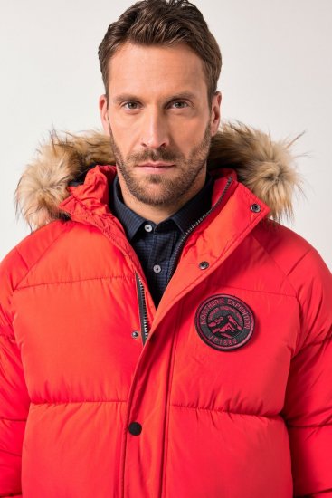 JP1880 Parka Quilted Faux Fur Hood Red - Takit - Miesten Takit, isot koot – 2XL – 12XL