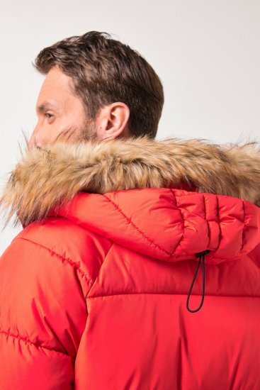 JP1880 Parka Quilted Faux Fur Hood Red - Takit - Miesten Takit, isot koot – 2XL – 12XL