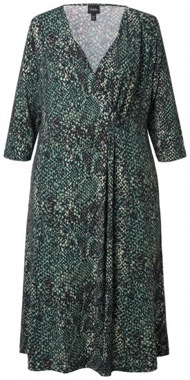 Ulla Popken 841839 Eläinkuvioinen jerseymekko 3/4-hihoilla Tummanvihreä - Midimekot - Midimekot isoissa ko'oissa