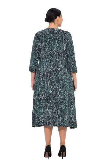 Ulla Popken 841839 Eläinkuvioinen jerseymekko 3/4-hihoilla Tummanvihreä - Midimekot - Midimekot isoissa ko'oissa