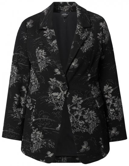 Ulla Popken 841901 Kuviollinen bleiseri Musta - Naisten bleiserit isot koot - Bleiserit naisille plus-koossa