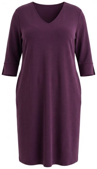 Ulla Popken 841952 Collegemekko 3/4-hihoilla Luumu - Midimekot - Midimekot isoissa ko'oissa