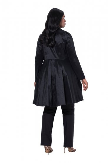 Ulla Popken 842028 Peplum-bleiseri laskoksilla Musta - Naisten bleiserit isot koot - Bleiserit naisille plus-koossa