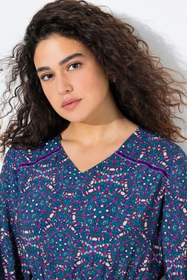 Ulla Popken 842153 Kuviollinen midimekko Petrooli - Midimekot - Midimekot isoissa ko'oissa