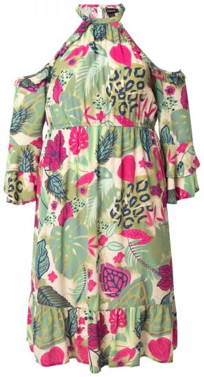 Ulla Popken 842471 A-linjainen mekko 3/4-hihoilla Samppanja - Naisten mekot isot koot - Mekot kaikille koille