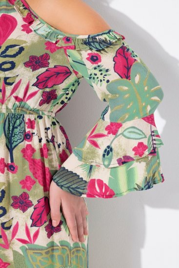 Ulla Popken 842471 A-linjainen mekko 3/4-hihoilla Samppanja - Naisten mekot isot koot - Mekot kaikille koille