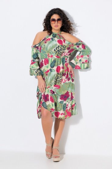 Ulla Popken 842471 A-linjainen mekko 3/4-hihoilla Samppanja - Naisten mekot isot koot - Mekot kaikille koille