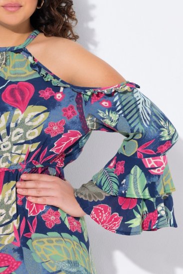 Ulla Popken 842471 Kuviollinen midimekko Tummansininen - Midimekot - Midimekot isoissa ko'oissa