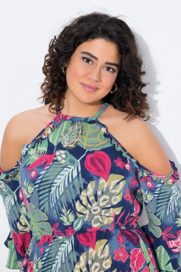 Ulla Popken 842471 Kuviollinen midimekko Tummansininen - Midimekot - Midimekot isoissa ko'oissa