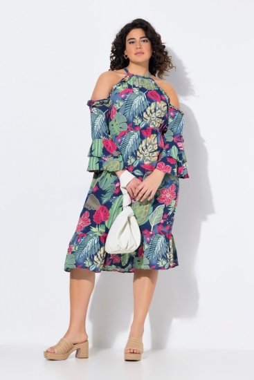 Ulla Popken 842471 Kuviollinen midimekko Tummansininen - Midimekot - Midimekot isoissa ko'oissa