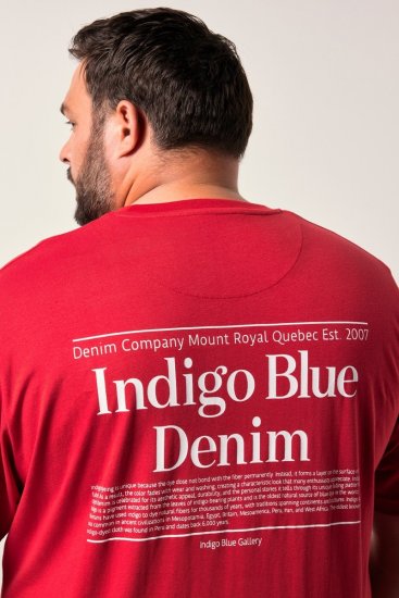 Men+ 500 T-paita Indigo Blue Denim Tummanpunainen - T-paidat - Isot T-paidat 2XL – 14XL
