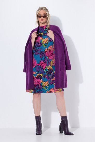 Ulla Popken 843180 Kukkakuvioinen jerseymekko Petrooli - Naisten mekot isot koot - Mekot kaikille koille