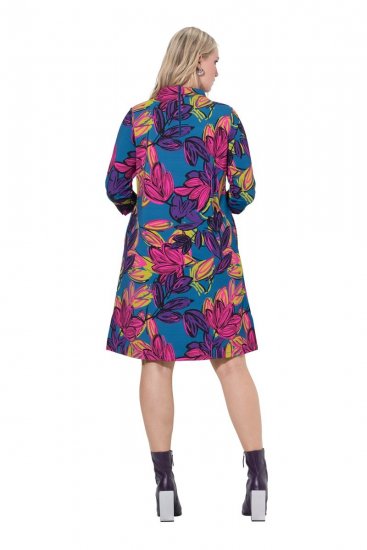 Ulla Popken 843180 Kukkakuvioinen jerseymekko Petrooli - Naisten mekot isot koot - Mekot kaikille koille