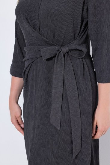 Ulla Popken 843595 Kietaisumekko 3/4-hihoilla Harmaa melange - Midimekot - Midimekot isoissa ko'oissa