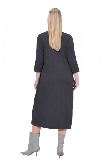 Ulla Popken 843595 Kietaisumekko 3/4-hihoilla Harmaa melange - Midimekot - Midimekot isoissa ko'oissa