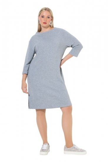 Ulla Popken 843999 Mekko 3/4-hihoilla Harmaa melange - Naisten mekot isot koot - Mekot kaikille koille