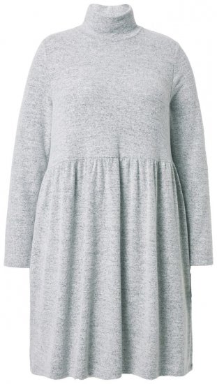 Ulla Popken 844233 Pitkähihainen neulemekko poolokauluksella Harmaa melange - Neulemekot - 