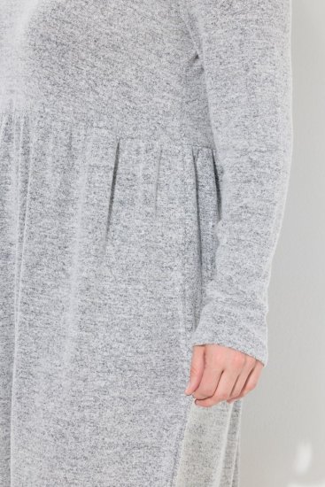 Ulla Popken 844233 Pitkähihainen neulemekko poolokauluksella Harmaa melange - Neulemekot - 