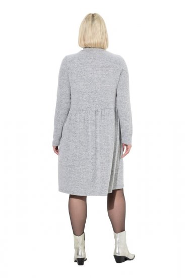 Ulla Popken 844233 Pitkähihainen neulemekko poolokauluksella Harmaa melange - Neulemekot - 