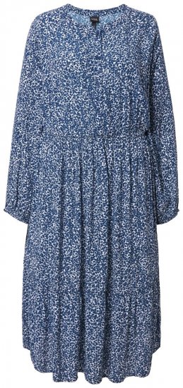 Ulla Popken 844594 Kukkakuvioinen midimekko Tummansininen - Midimekot - Midimekot isoissa ko'oissa