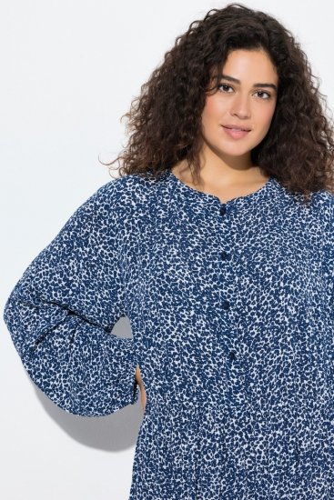 Ulla Popken 844594 Kukkakuvioinen midimekko Tummansininen - Midimekot - Midimekot isoissa ko'oissa
